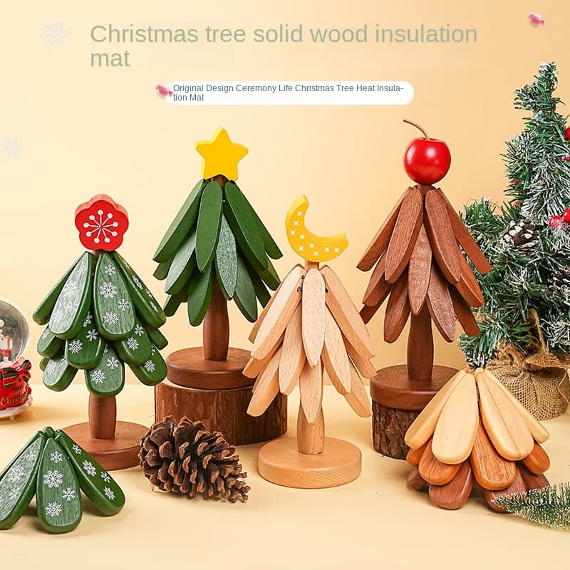 Posavasos de madera con forma de árbol