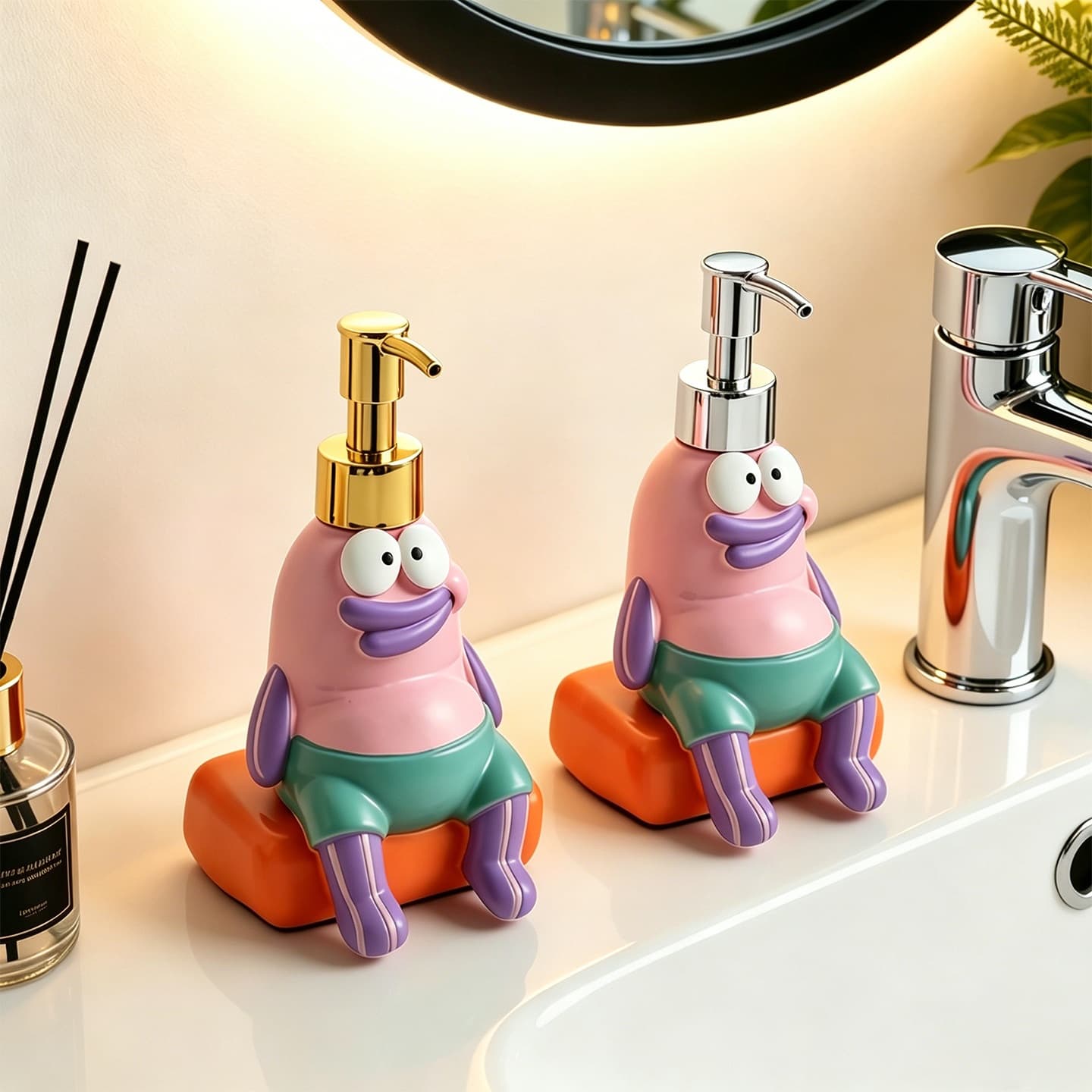 Dispensador de jabón con figura